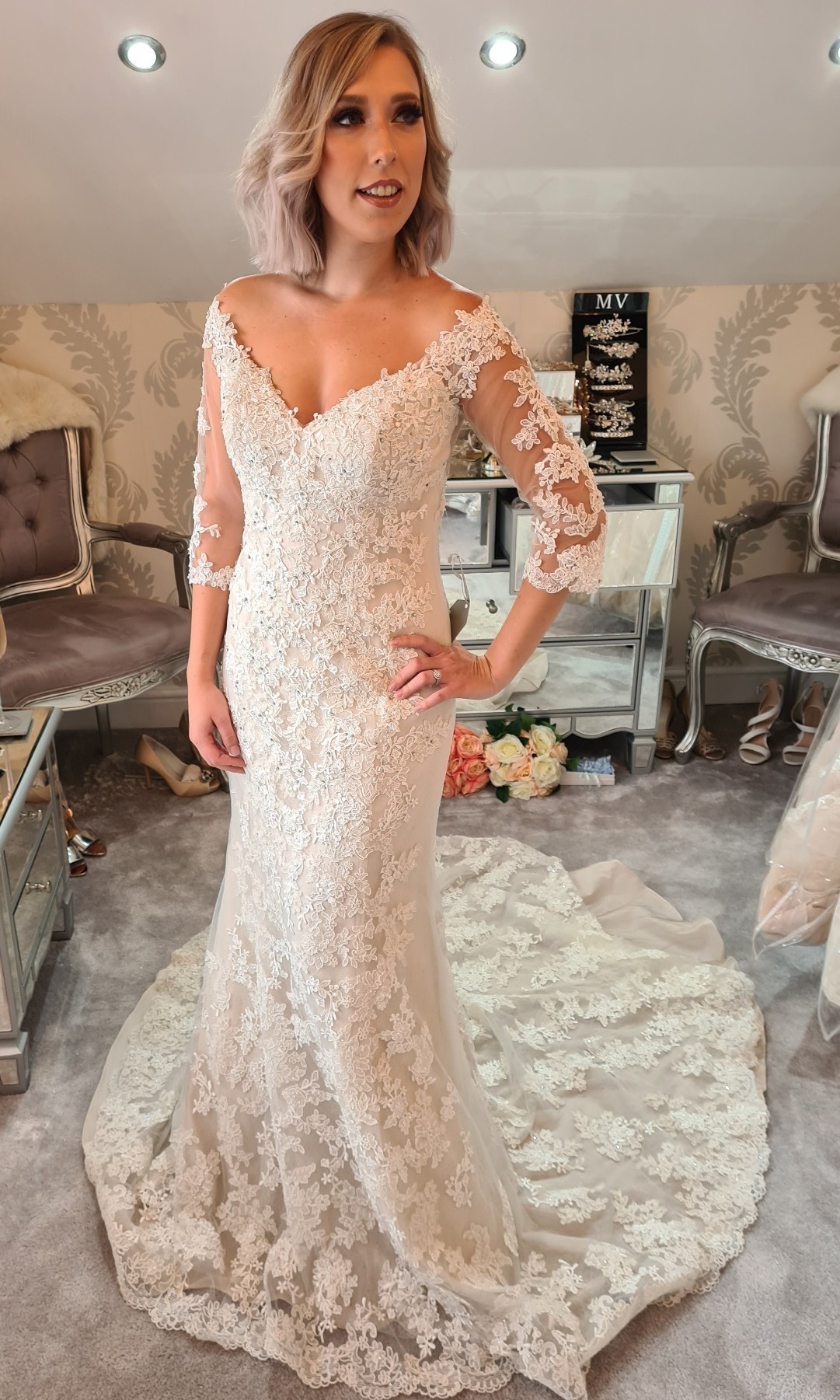 Sophia Tolli French Beige Front - Size 8/10